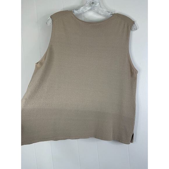 Eileen Fisher Knit Tank Top Large Stretchy Sand Beige Quiet Luxury Minimalist - Picture 8 of 15